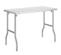 VEVOR Table de Travail Cuisine Pliante en Acier Inoxydable 1 Étage, Table de Travail Commercial 1220x610mm pour Préparation des Aliments,Table Charge 300 KG avec 4 Pieds Réglables
