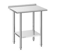 VEVOR Table de Travail Cuisine Professionnelle, Table Centrale INOX 76,2x61 cm 2 Niveaux, pour Préparation CHR Café Hôtel Restaurant Boulangerie, Poste de Travail en Acier Inoxydable avec Dosseret