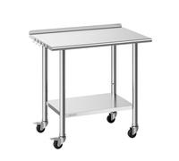 Table de Travail Cuisine Professionnelle-VEVOR-Table Centrale Inox 91,5x61 cm 2 Niveaux, pour Préparation Café Hôtel Restaurant