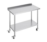 VEVOR Table de Travail en Acier Inoxydable 121,9x61x100,6 cm, Table de Préparation des Aliments avec roulettes, Hauteur Réglable, Meuble de Rangement des Aliments, pour Cuisine Restaurant Bar Maison