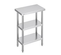 VEVOR Table de Travail en Acier Inoxydable 35,6 x 61 x 86,4 cm, Table de Préparation des Aliments avec 2 Étagères Inférieures Réglables, Meuble de Rangement pour Cuisine Restaurant Garage Maison