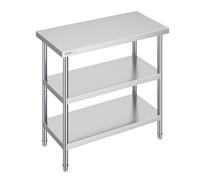VEVOR Table de travail en inox 45,7×91,4×86,4 cm – 2 étagères réglables, rangement