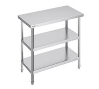 VEVOR Table de Travail en Acier Inoxydable 45,7x91,4x86,4 cm, Table de Préparation des Aliments avec 2 Étagères Inférieures Réglables, Meuble de Rangement pour Cuisine Restaurant Garage Maison