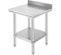 VEVOR Table de travail en acier inoxydable 60 cm x 60 cm Préparation des repas avec rebord pour la préparation des repas, la couture, la lessive, le bricolage, l'utilisation du garage, etc.