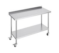 VEVOR Table de Travail en Acier Inoxydable 61 x 152,4 x 100,6 cm, Table de Préparation des Aliments avec Roulettes, Hauteur Réglable, Meuble de Rangement des Aliments, pour Restaurant Bar Hôtel Maison