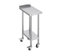 VEVOR Table de Travail en Inox Table de Préparation avec Roulettes 61x38,1 cm