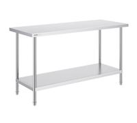 VEVOR Table de Travail en Acier Inoxydable 61x152,4x86,4 cm, Table de Préparation des Aliments Charge 381 kg, 3 Niveaux de Hauteur Réglables, Meuble de Rangement des Aliments, pour Cuisine Restaurant