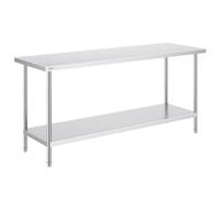 VEVOR Table de Travail en Acier Inoxydable 61x182,9x86,4 cm, Table de Préparation des Aliments Charge 399 kg, 3 Niveaux de Hauteur Réglables, Meuble de Rangement des Aliments, pour Cuisine Restaurant
