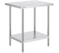 VEVOR Table de Travail en Acier Inoxydable 61x76,2x86,4 cm, Table de Préparation des Aliments Charge 317,5 kg, 3 Niveaux de Hauteur Réglables, Meuble de Rangement des Aliments, pour Cuisine Restaurant