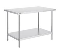 VEVOR Table de Travail en Acier Inoxydable 76,2x121,9x86,4 cm, Table de Préparation des Aliments Charge 399 kg, 3 Niveaux de Hauteur Réglables, Meuble de Rangement pour Cuisine Restaurant Maison