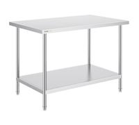 VEVOR Table de Travail en Acier Inoxydable 76,2x121,9x86,4 cm, Table de Préparation des Aliments Charge 399 kg, 3 Niveaux de Hauteur Réglables, Meuble de Rangement pour Cuisine Restaurant Maison