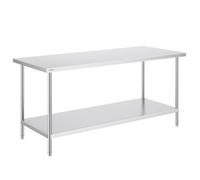Table de préparation VEVOR en acier inoxydable, Table de travail robuste en métal avec 3 niveaux de hauteur réglables, Station de travail pour cuisine, garage, restaurant, arrière-cour 762 x 1829 x 86