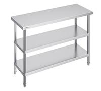 VEVOR Table de Travail en Inox Table de Préparation 45,7x121,9 cm pour Cuisine