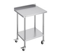 VEVOR Table de Travail en Inox Table de Préparation avec Roulettes 61x76,2 cm