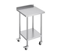 VEVOR Table de travail INOX 61×61×100,6 cm – roulettes et étagères réglables
