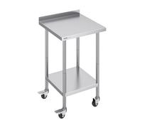 VEVOR Table de Travail Inox 61 x 61 x 100,6 cm, Table de Préparation des Aliments avec Roulettes, Étagères Réglables en Hauteur, Meuble de Rangement des Aliments, pour Restaurant Bar Hôtel Maison