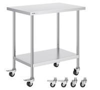 VEVOR Table de Préparation Cuisine Inox Table de Travail sur Roulettes 61x91,4cm