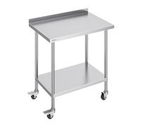VEVOR Table de Travail Inox 91,4 x 61 x 100,6 cm, Table de Préparation des Aliments avec Roulettes, Étagères Réglables en Hauteur, Meuble de Rangement des Aliments, pour Restaurant Bar Hôtel Maison