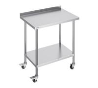 VEVOR Table de Travail Inox Table de Préparation avec Roulettes 91,4 x 61 cm