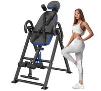 VEVOR Table d'Inversion Charge 136 kg, Banc d'Inversion avec Appui-Tête, Machine d'Étirement du Dos par Décompression, avec Verrouillage de Cheville et Ceinture de Protection, Musculation, Bleu/Noir
