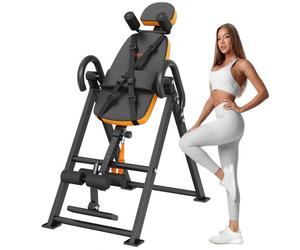 VEVOR Table d'Inversion Charge 136 kg, Banc d'Inversion avec Appui-Tête, Machine d'Étirement du Dos par Décompression, avec Verrouillage de Cheville Ceinture de Protection, Musculation, Orange/Noir