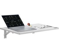 VEVOR Table murale pliante, 60 x 40 cm, table pliante, bureau flottant avec support en fer, bureau rabattable pour petites pièces, bureau à domicile, salle à manger, buanderie, cuisine, bar, blanc