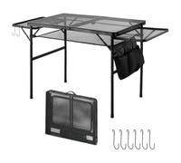 VEVOR Table Pliante Extérieur en Grille 135,5 cm, Table de Camping en Alu | Multifonction pour Pique-nique Barbecue, Hauteur Réglable 66/42 cm, Charge Max. 55 kg, 2 Panneaux Latéraux, Poche Latérale