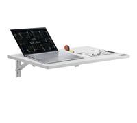 VEVOR Table pliante murale, 600 mm x 400 mm, table à abattant murale, avec support en fer, bureau flottant pour les petits espaces, bureau à domicile, salle à manger, buanderie, cuisine, bar, blanc