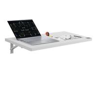 VEVOR Table pliante murale, 800 mm x 400 mm, table à abattant murale, avec support en fer, bureau flottant pour les petits espaces, bureau à domicile, salle à manger, buanderie, cuisine, bar, blanc
