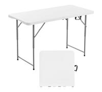 VEVOR Table pliante rectangulaire 122 cm – plastique, hauteur réglable, poignée intégrée – Blanche