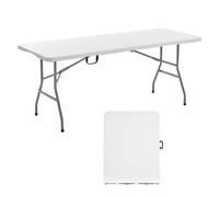 VEVOR Table Pliante Rectangulaire en Plastique, Table Utilitaire Portable de 180 cm, Solide et Stable, avec Poignée Intégrée, pour Soirée, Pique-Nique, Camping, Intérieur et Extérieur, Blanche