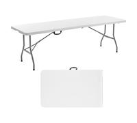 VEVOR Table Pliante Rectangulaire en Plastique, Table Utilitaire Portable de 244 cm, Solide et Stable, avec Poignée Intégrée, pour Soirée, Pique-Nique, Camping, Intérieur et Extérieur, Blanche