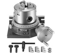 VEVOR Table rotative pour fraiseuse 100 mm, modèle horizontal vertical, table rotative de précision, avec mandrin à 3 mâchoires de 80 mm, écrous en T M10, pour outils d'indexation d'ingénierie