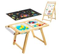 VEVOR Table Sensorielle pour Tout-Petits, Table d'Activité en Bois pour Enfants, Chevalet d'Art avec Tableau Double Face, Bacs de Rangement, pour Jeux de Sable et d'Eau, Dessin, Apprentissage, Repas