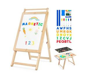 VEVOR Table Sensorielle pour Tout-Petits, Table d'Activité en Bois pour Enfants, Chevalet d'Art avec Tableau Double Face, Bacs de Rangement, pour Jeux de Sable et d'Eau, Dessin, Apprentissage, Repas