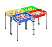 VEVOR Table Sensorielle pour Tout-Petits, Table d'Activité Réglable, avec 4 Bacs de Jeu de Rangement Amovibles pour Sable et Eau, Pieds Antidérapants, Structure en Acier Carbone, Coins Arrondis