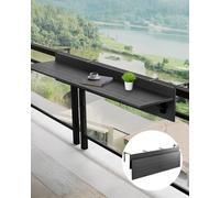 VEVOR Table Suspendue Balcon, 1500 x 450 x 240 mm, Table de Bar Pliante pour Balustrades de Balcon d'Extérieur, avec Plateau 1500 x 300 mm, Installation Facile, pour Garde-Corps de Patio Terrasse