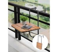 VEVOR Table Suspendue Balcon, 595 x 620 x 800 mm, Table de Bar Pliante pour Balustrades de Balcon Extérieur, 4 Niveaux de Hauteur Réglables, avec Plateau 595 x 400 mm pour Garde-corps Patio Terrasse