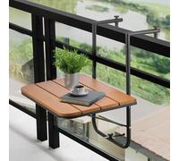 VEVOR Table Suspendue Balcon, 595 x 620 x 800 mm, Table de Bar Pliante pour Balustrades de Balcon Extérieur, 4 Niveaux de Hauteur Réglables, avec Plateau 595 x 400 mm pour Garde-Corps Patio Terrasse