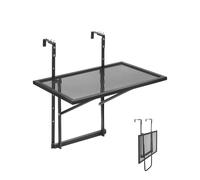 VEVOR Table Suspendue Balcon, 610 x 530 x 590 mm, Table de Bar Pliante Métal pour Balustrades de Balcon Extérieur, avec Plateau 610 x 410 mm, Réglable sur 5 Niveaux, pour Garde-corps de Patio Terrasse