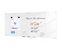 VEVOR Tableau Blanc Magnétique Effaçable à Sec en Verre 182,9x91,5 cm, Grand Tableau Mémo Mural sans Cadre, avec Plateau de Marqueurs, un Effaceur et 2 Marqueurs, pour Bureau École Restaurant Domicile