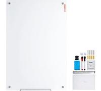 VEVOR Tableau Blanc Magnétique Effaçable à Sec en Verre 120x80 cm Mural Bureau