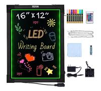 VEVOR Tableau d'écriture de messages LED, 405 x 302 mm, tableau de menu noir effet néon effaçable éclairé avec 8 marqueurs de craie fluorescentes et télécommande pour la maison, la boutique de mariage