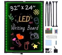 VEVOR Tableau d'écriture de messages LED, 598 x 798 mm, tableau de menu noir effet néon effaçable éclairé, planche à dessin avec 8 marqueurs à craie fluorescente et télécommande testé selon les normes