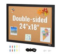 VEVOR Tableau en Liège 46x61 cm Tableau d'Affichage Double-Face Panneau d’Affichage en Liège Haute Densité Auto-Réparatrice avec Cadre en MDF 10 Punaises pour Épingler Mémo Notes Photos Bureau Maison