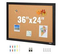 VEVOR Tableau en Liège 61 x 91 cm Tableau d'Affichage avec Cadre en MDF Panneau d’Affichage en Liège Haute Densité Auto-Réparatrice 10 Punaises pour Épingler Mémo Notes Photos Bureau Maison Classe