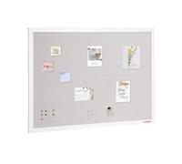 VEVOR Tableau en liège blanc avec surface en lin, 1200 x 900 mm, tableau d'affichage mural élégant avec cadre en bois blanc, tableau d'affichage élégant et fonctionnel pour maison, école et bureau
