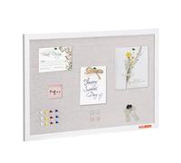 VEVOR Tableau en liège blanc avec surface en lin, 762 x 508 mm, tableau d'affichage mural élégant avec cadre en bois blanc, tableau d'affichage élégant et fonctionnel pour maison, école et bureau