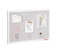 VEVOR Tableau en liège blanc avec surface en lin, 762 x 508 mm, tableau d'affichage mural élégant avec cadre en bois blanc, tableau d'affichage élégant et fonctionnel pour maison, école et bureau