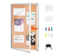 VEVOR Tableau en liège fermé 36 "x24" avec cadre en aluminium - tableau noir verrouillable avec porte en acrylique et 2 clés - vitrine murale résistante aux intempéries pour l'école, la maison, le bur
